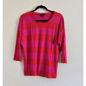 Escada Sport  Oversized 3/4 Sleeves Top Blouse Size M Stripe Pink and Orange